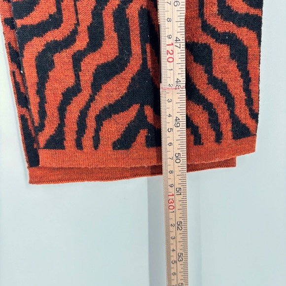 Ulla Johnson Merino Wool Scarf Rust Black Tiger Print Retro Maximalism Statement - Picture 6 of 6